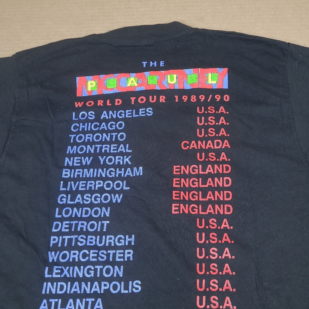 Vtg 80s Paul McCartney 1989‎ -90 World Tour T-Shirt Black Sz Xl Single Stitch - Picture 9 of 11